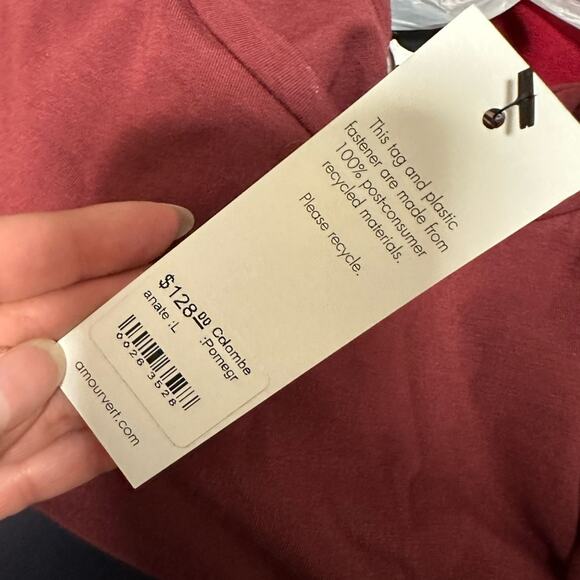 NWT Amour Vert Red Short Sleeve Organic Cotton Maxi Wrap Dress Size Large - Picture 4 of 5